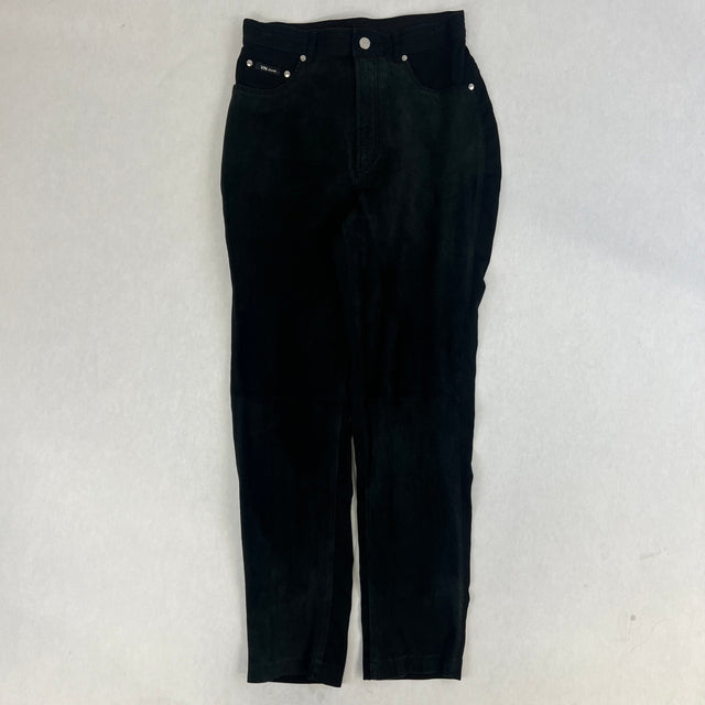 VTG WMNS Black Two Tone Leather and cotton VN Jeans
